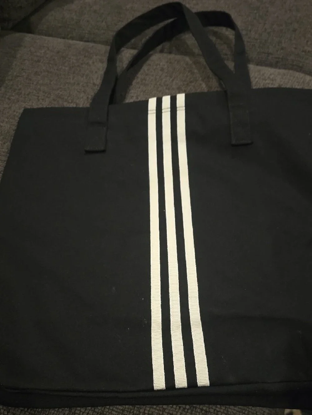 adidas Black Canvas Messenger Tote with Red Logo